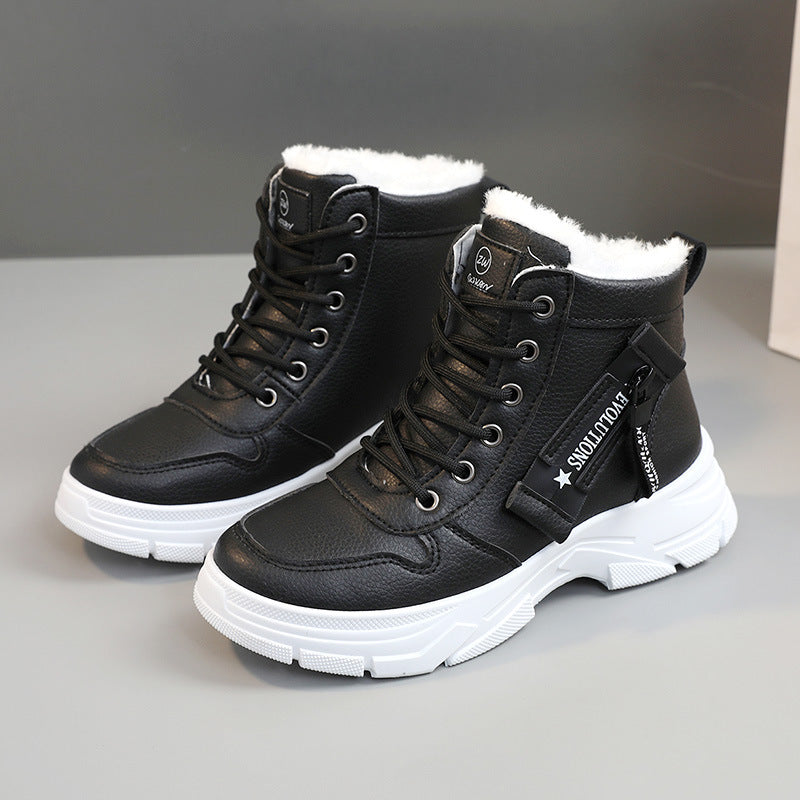 Women's Trendy Martin Boots New Winter British Style Student Thick-Soled Velvet Cotton Shoes Heightening Street Shooting Women's Shoes