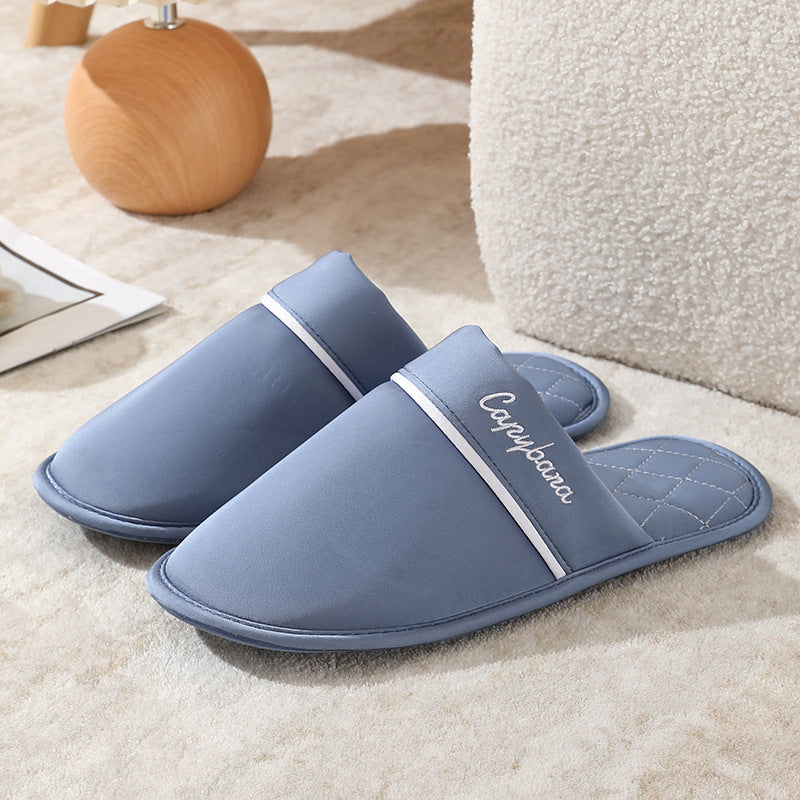 Elegant Japanese Style Silk Indoor Slippers, Comfortable Couple Slippers, Anti-Slip Office Slippers