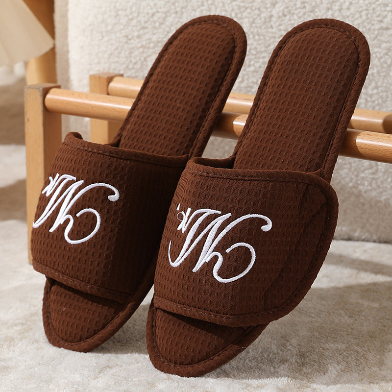 Unisex Soft Wooden Floor Slipper with Magic Tape, Japanese Style Couples Home Slippers for Indoor Use
