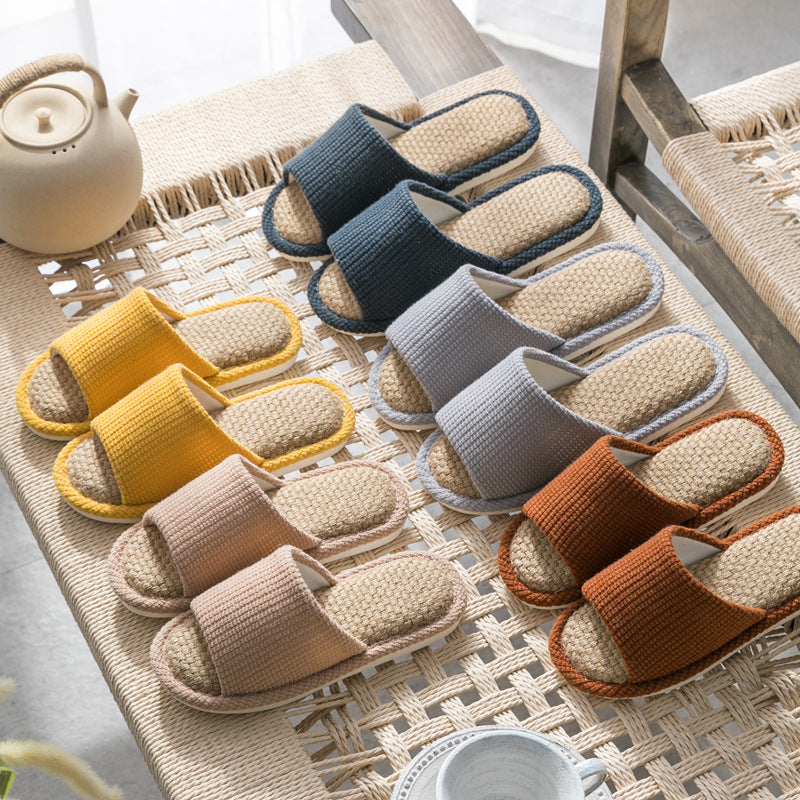 Summer Indoor Trendy  Linen Home Slippers Couple Slippers for Men and Women