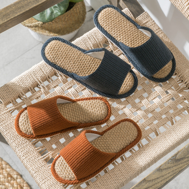 Summer Indoor Trendy  Linen Home Slippers Couple Slippers for Men and Women