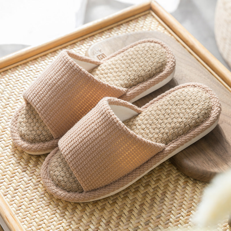 Summer Indoor Trendy  Linen Home Slippers Couple Slippers for Men and Women