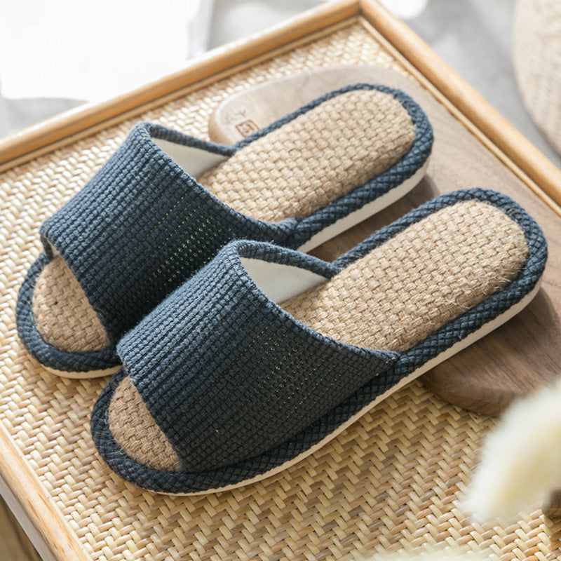 Summer Indoor Trendy  Linen Home Slippers Couple Slippers for Men and Women