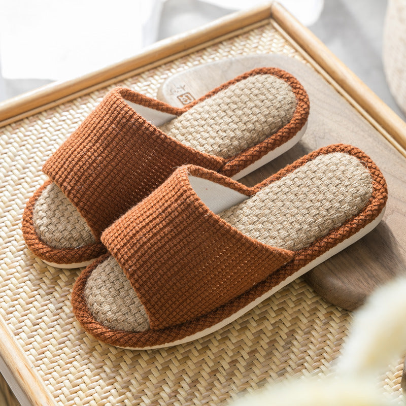 Summer Indoor Trendy  Linen Home Slippers Couple Slippers for Men and Women