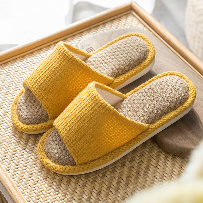Summer Indoor Trendy  Linen Home Slippers Couple Slippers for Men and Women