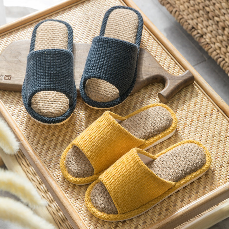 Summer Indoor Trendy  Linen Home Slippers Couple Slippers for Men and Women