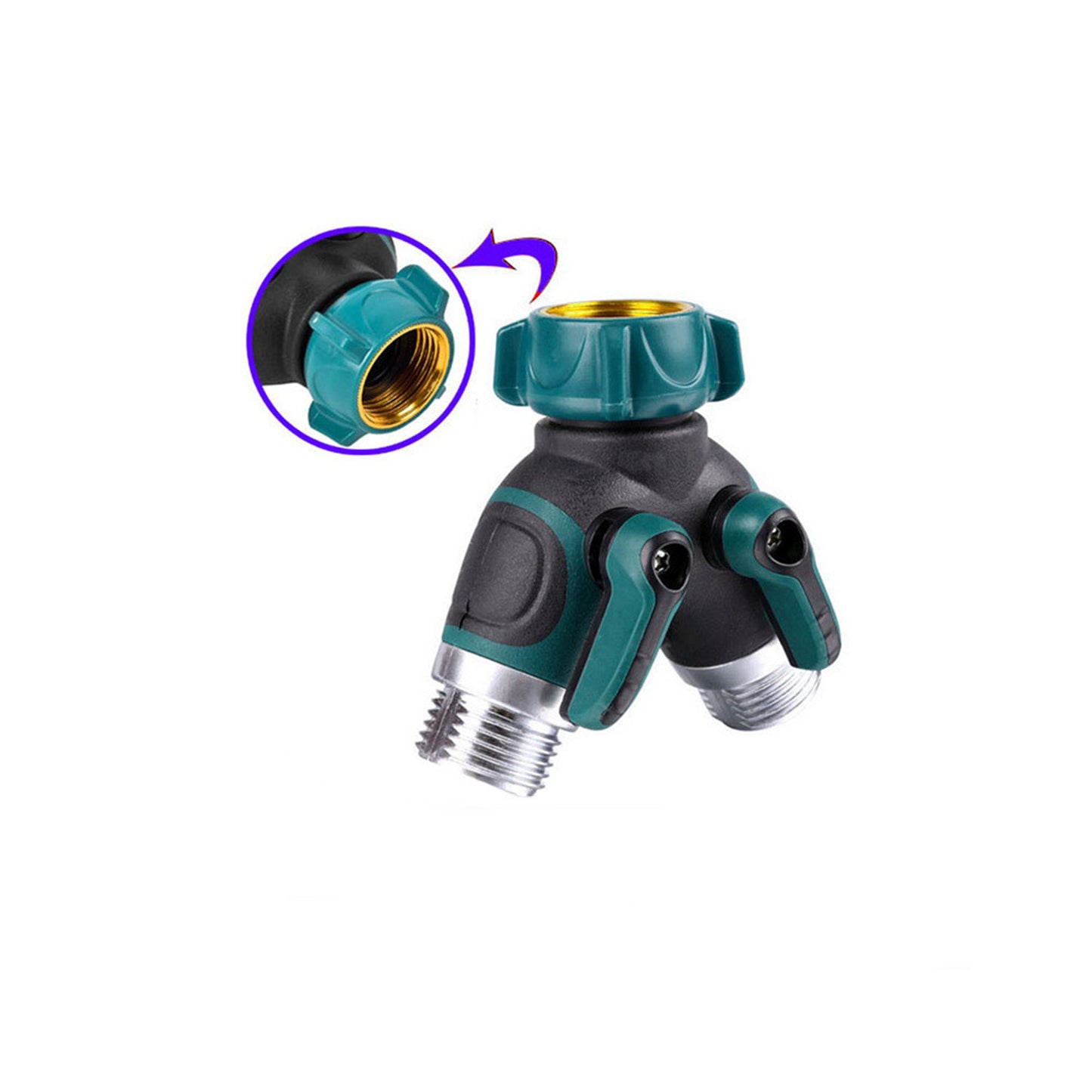 Premium Metal Garden Hose Y Splitter – Dual Outlet Tap Connector with Individual Flow Control