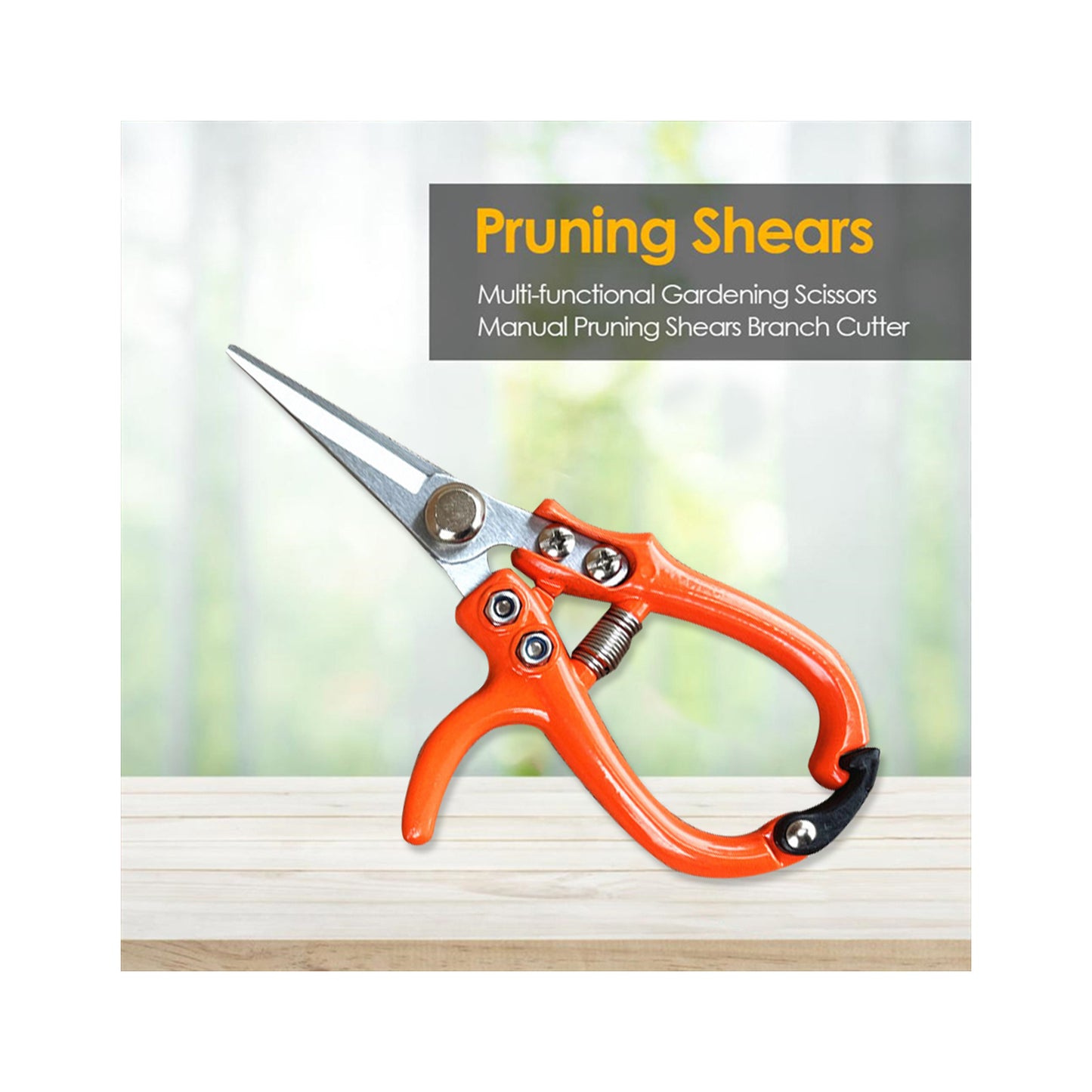 Heavy-Duty Garden Pruning Shears with Safety Lock & Stainless Steel Spring