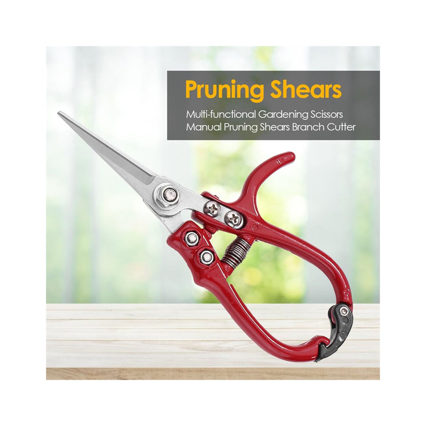 Heavy-Duty Garden Pruning Shears with Safety Lock & Stainless Steel Spring