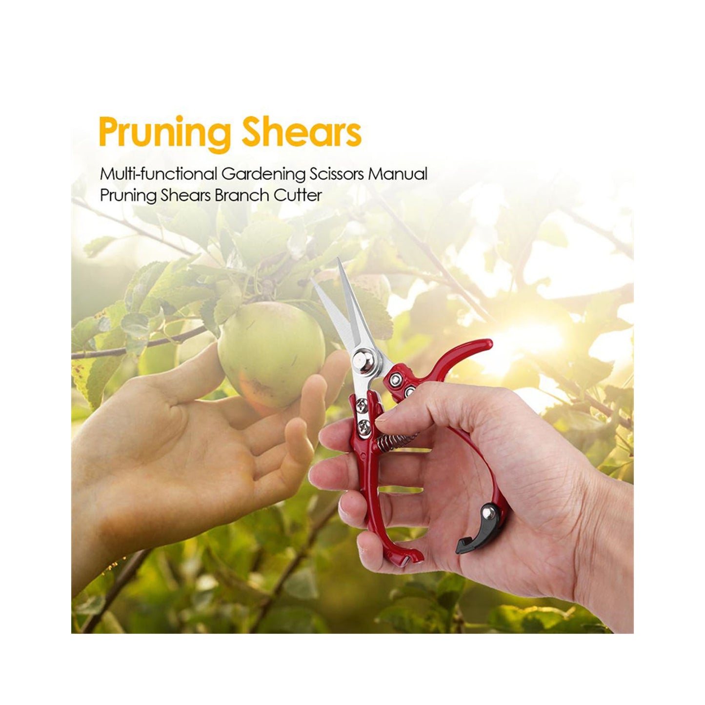 Heavy-Duty Garden Pruning Shears with Safety Lock & Stainless Steel Spring