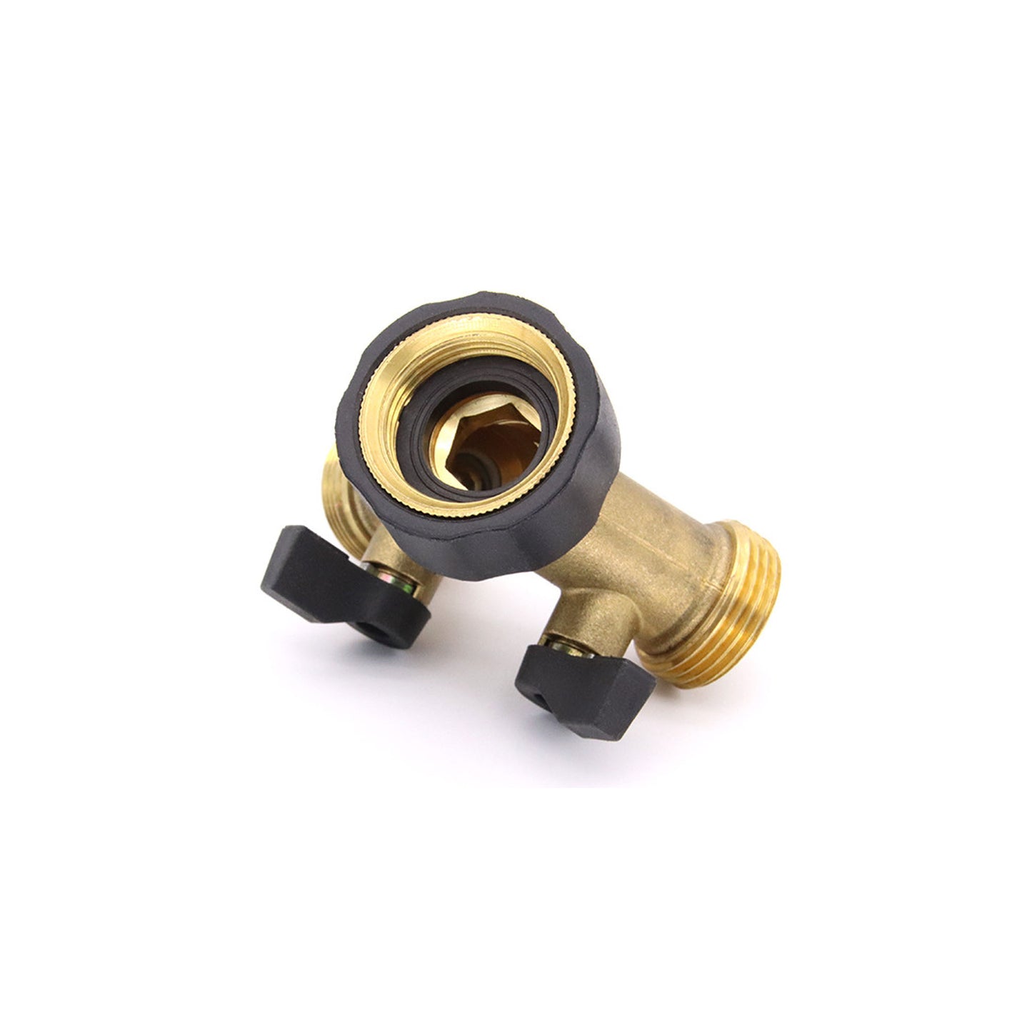 Heavy Duty Brass Garden Hose Splitter – 2-Way Faucet Adapter for Outdoor Tap & Washer Connection