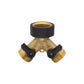 Heavy Duty Brass Garden Hose Splitter – 2-Way Faucet Adapter for Outdoor Tap & Washer Connection