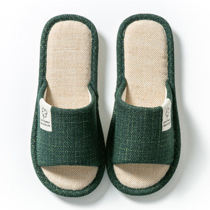 Spring Autumn Linen Indoor Slippers for Women, Cozy Cotton Linen Home Shoes for Couples