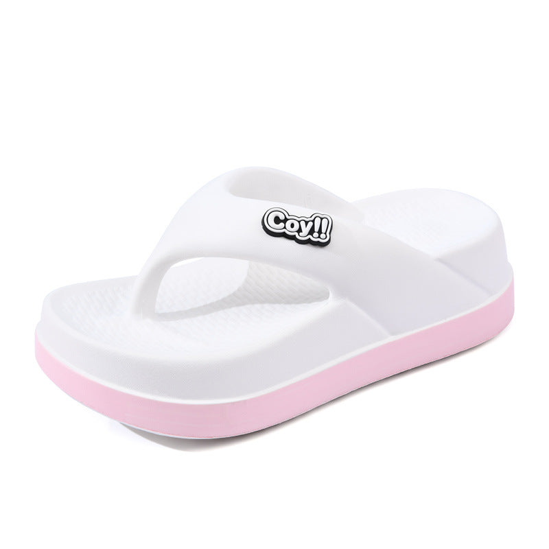 Beach Shoes Summer Sandals EVA Thick-Soled Heightened Color Matching Flip-Flops Outdoor High-end Non-slip Women's Slippers