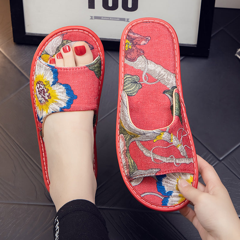Soft and Comfortable Linen Couple Slippers  for Home Indoor Use