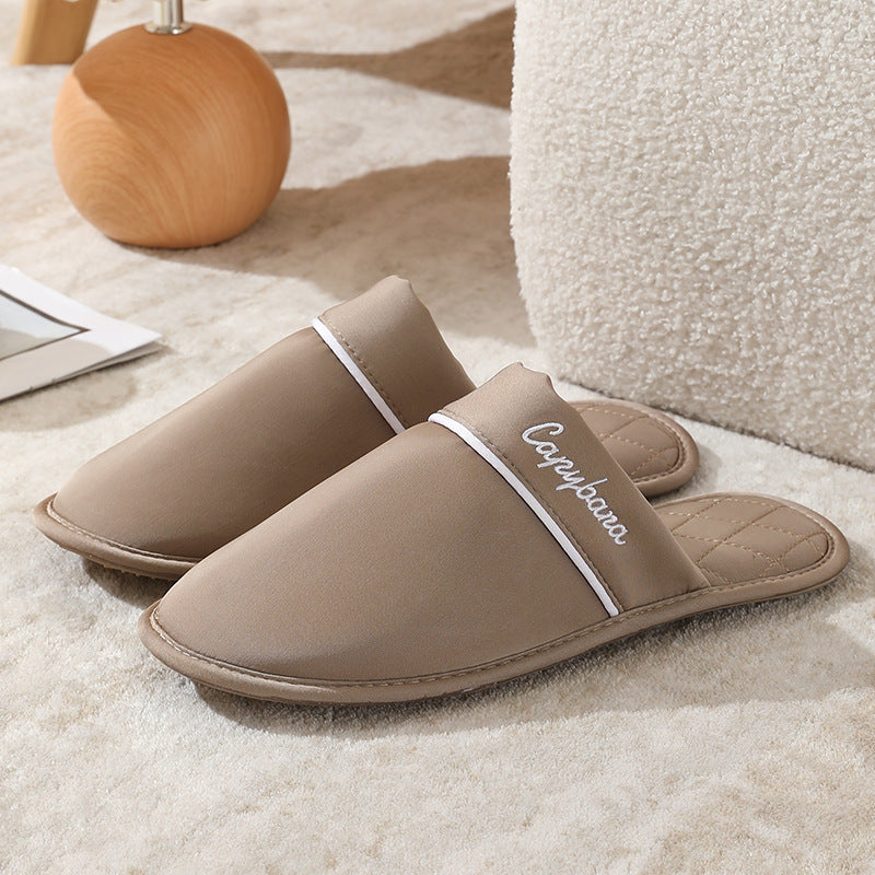 Elegant Japanese Style Silk Indoor Slippers, Comfortable Couple Slippers, Anti-Slip Office Slippers