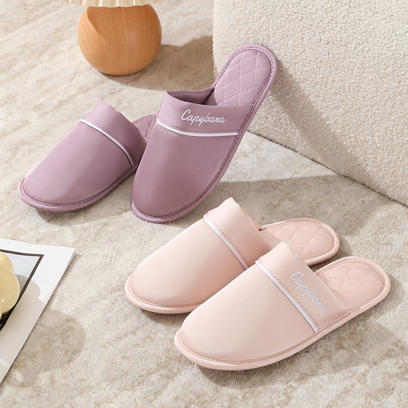 Elegant Japanese Style Silk Indoor Slippers, Comfortable Couple Slippers, Anti-Slip Office Slippers