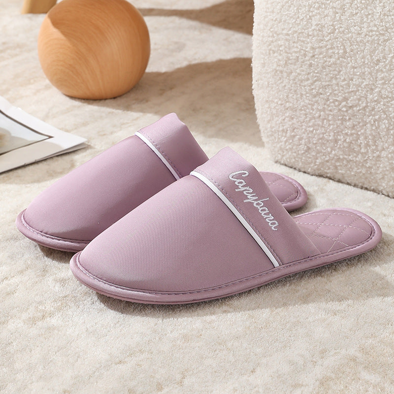 Elegant Japanese Style Silk Indoor Slippers, Comfortable Couple Slippers, Anti-Slip Office Slippers