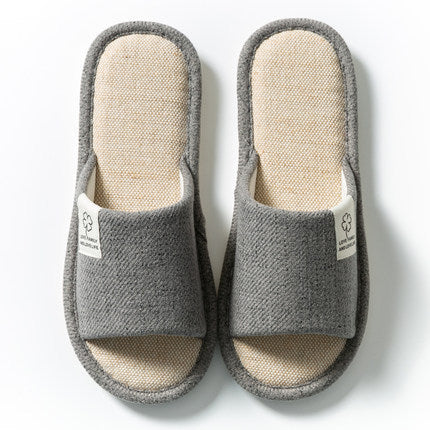 Spring Autumn Linen Indoor Slippers for Women, Cozy Cotton Linen Home Shoes for Couples