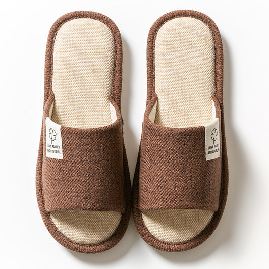 Spring Autumn Linen Indoor Slippers for Women, Cozy Cotton Linen Home Shoes for Couples