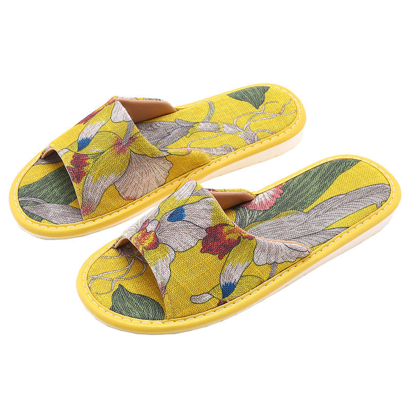 Soft and Comfortable Linen Couple Slippers  for Home Indoor Use