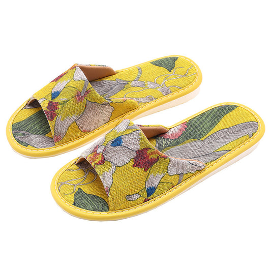 Soft and Comfortable Linen Couple Slippers  for Home Indoor Use