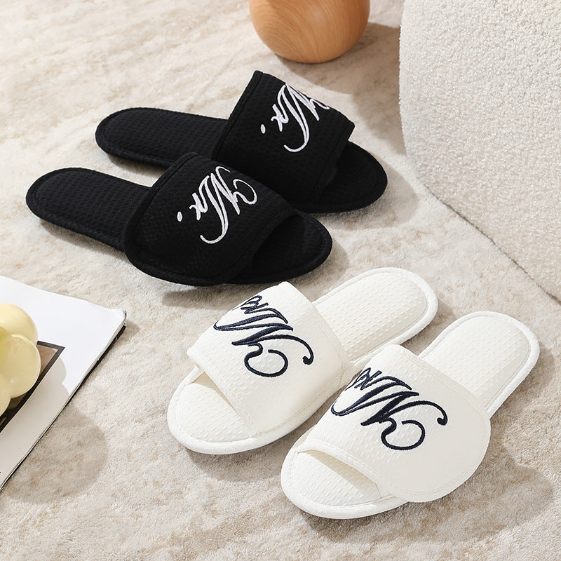 Unisex Soft Wooden Floor Slipper with Magic Tape, Japanese Style Couples Home Slippers for Indoor Use
