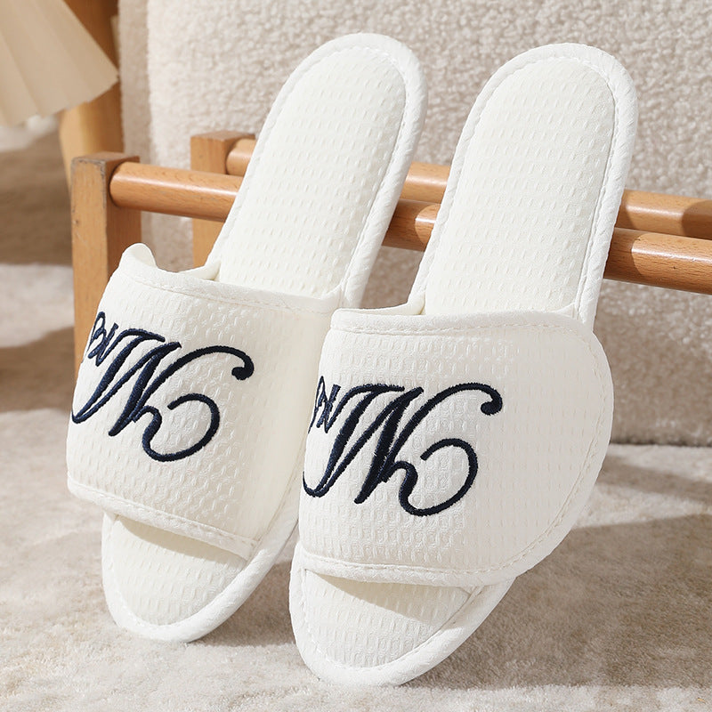 Unisex Soft Wooden Floor Slipper with Magic Tape, Japanese Style Couples Home Slippers for Indoor Use