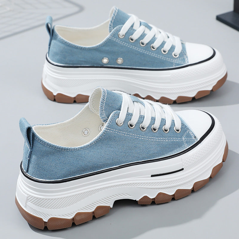 New Arrival Classic Canvas Shoes Versatile Sneakers Thick-Soled Height-Enhancing Student Shoes Korean-Style Popular Women's Shoes