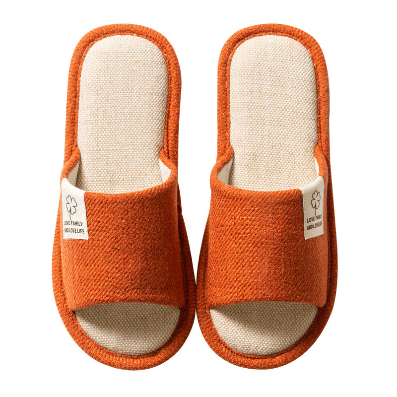 Spring Autumn Linen Indoor Slippers for Women, Cozy Cotton Linen Home Shoes for Couples