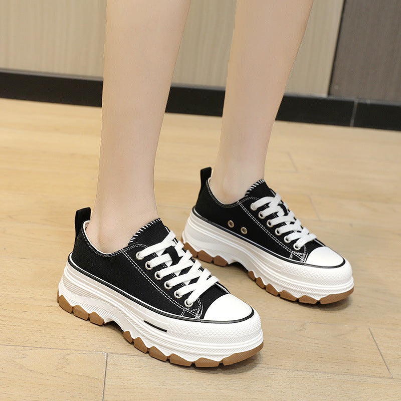 New Arrival Classic Canvas Shoes Versatile Sneakers Thick-Soled Height-Enhancing Student Shoes Korean-Style Popular Women's Shoes