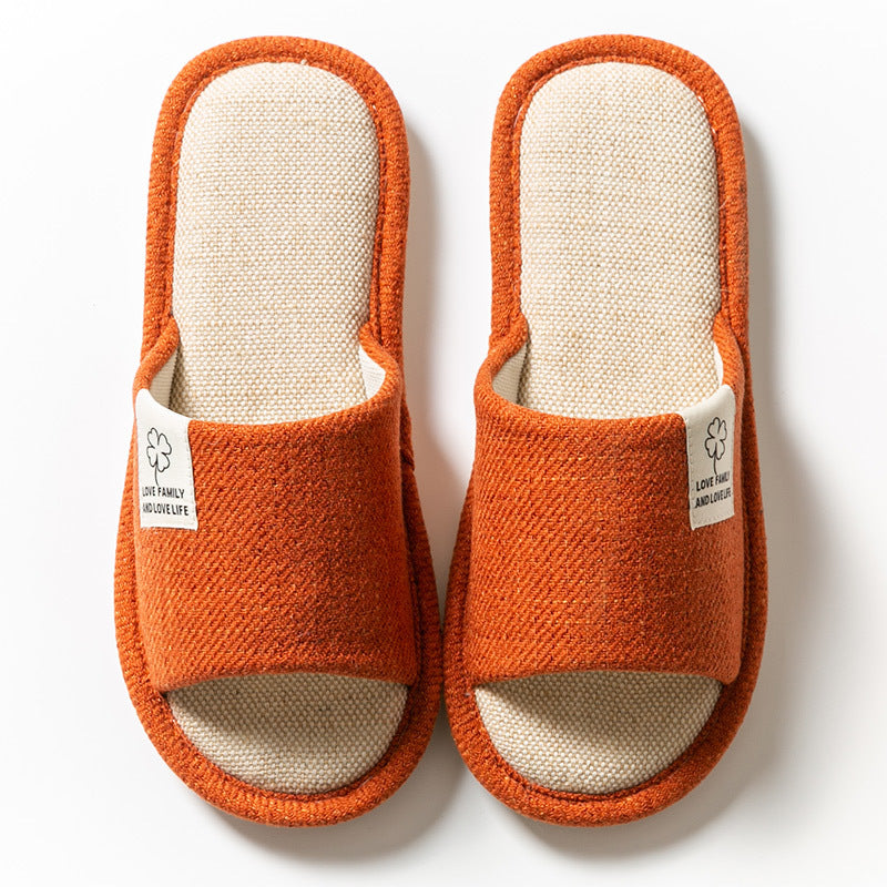 Spring Autumn Linen Indoor Slippers for Women, Cozy Cotton Linen Home Shoes for Couples