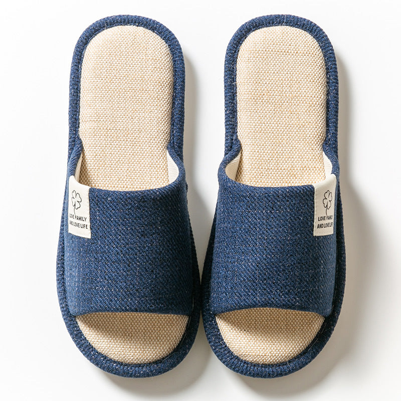 Spring Autumn Linen Indoor Slippers for Women, Cozy Cotton Linen Home Shoes for Couples