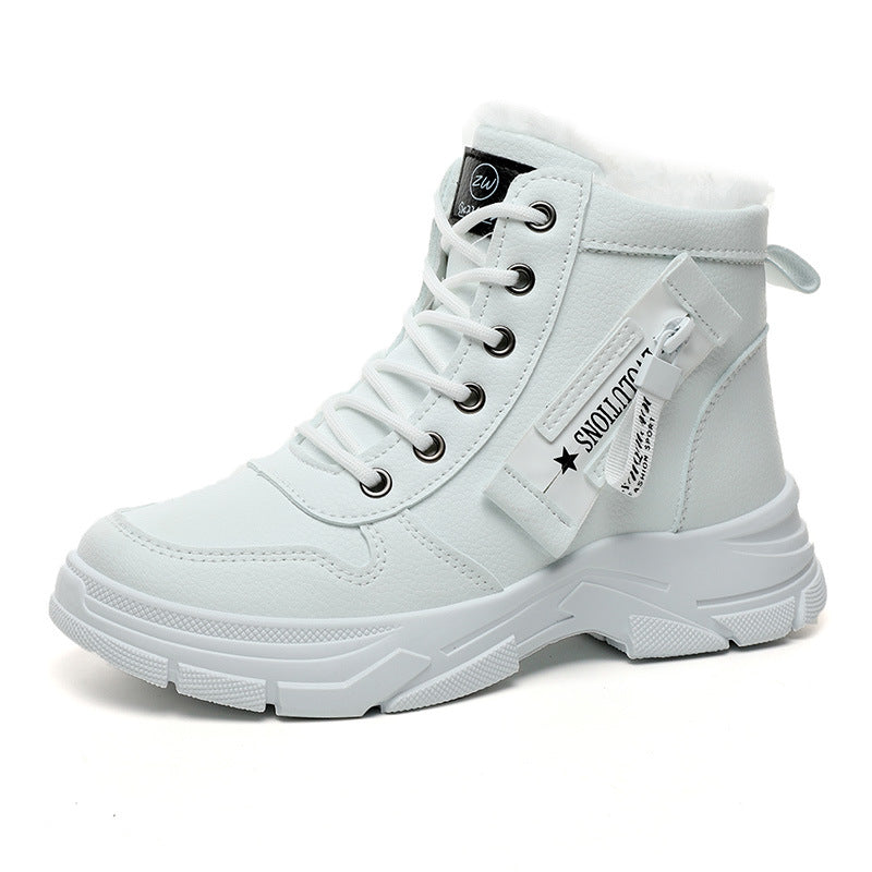 Women's Trendy Martin Boots New Winter British Style Student Thick-Soled Velvet Cotton Shoes Heightening Street Shooting Women's Shoes