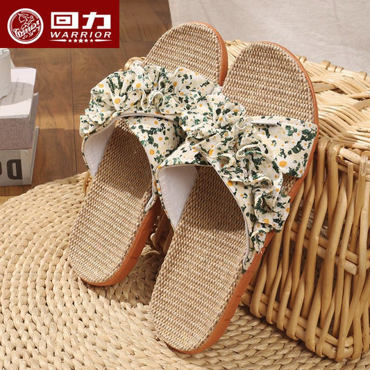 Comfortable and Durable Linen House Slippers for Women Indoor