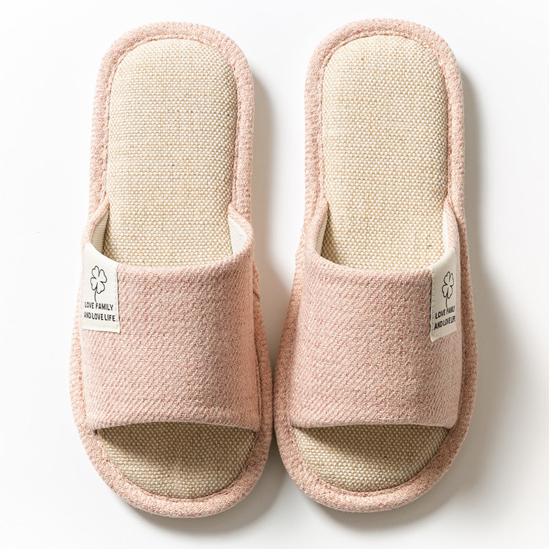 Spring Autumn Linen Indoor Slippers for Women, Cozy Cotton Linen Home Shoes for Couples