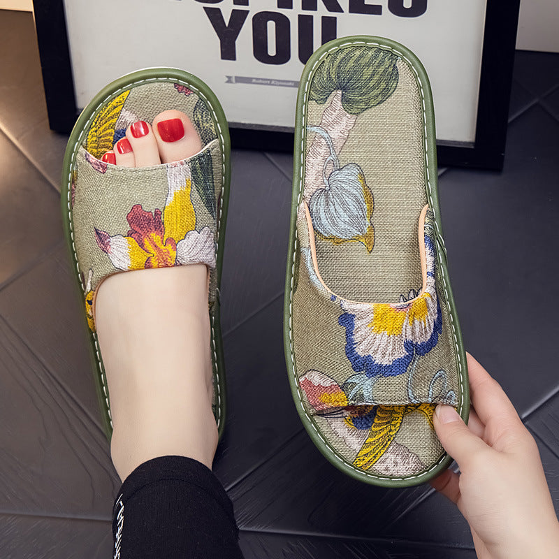 Soft and Comfortable Linen Couple Slippers  for Home Indoor Use