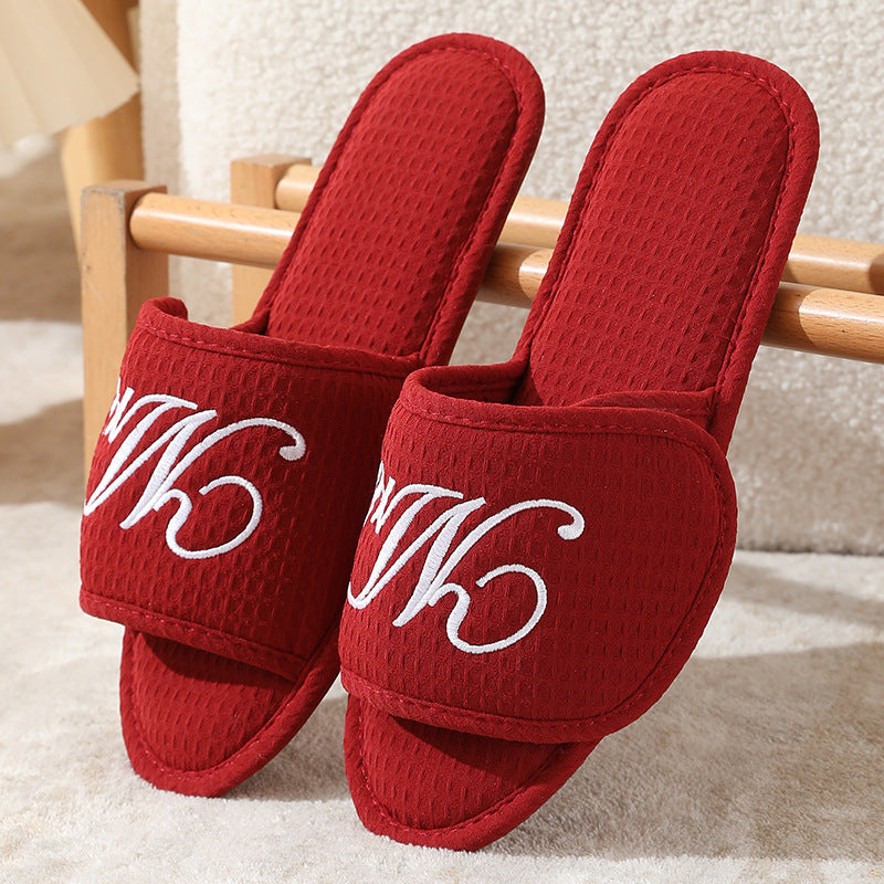 Unisex Soft Wooden Floor Slipper with Magic Tape, Japanese Style Couples Home Slippers for Indoor Use