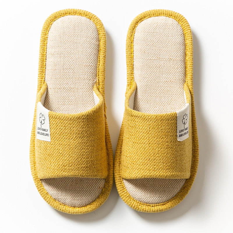 Spring Autumn Linen Indoor Slippers for Women, Cozy Cotton Linen Home Shoes for Couples